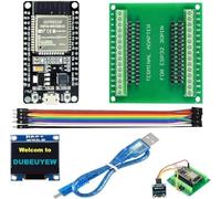 DUBEUYEW ESP32-DevKitC- V1 Scheda di sviluppo ESP32 WiFi dual-mode da 2,4 GHz + processore microcontrollore Dual Core Bluetooth, con una scheda breakout + un cavo micro USB + display LED 128 x 64