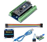 DUBEUYEW Nano Modulo Saldato, chip Nano Board CH340, 5 V 16 MHz per Arduino, con Una Scheda Breakout + Un Cavo Micro USB + Display LCD OLED da 0,96 pollici 128 x 64 12864 pixel