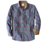 Dubinik® 6 oz Camicia Flanella Uomo 100% Cotone Camicia a Quadri Bottoni Casual Comode con Taschino Blau mit Rot M