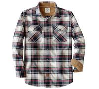 Dubinik® 6 oz Camicia Flanella Uomo 100% Cotone Camicia a Quadri Bottoni Casual Comode con Taschino Dunkelblau Khaki L