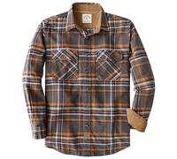 Dubinik® 6 oz Camicia Flanella Uomo 100% Cotone Camicia a Quadri Bottoni Casual Comode con Taschino Grau und Orange L