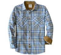 Dubinik® 6 oz Camicia Flanella Uomo 100% Cotone Camicia a Quadri Bottoni Casual Comode con Taschino Hellblau und Beige 4XL