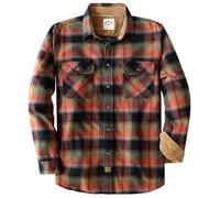 Dubinik® 6 oz Camicia Flanella Uomo 100% Cotone Camicia a Quadri Bottoni Casual Comode con Taschino Orange und Forstgrün M