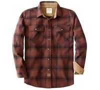 Dubinik® 6 oz Camicia Flanella Uomo 100% Cotone Camicia a Quadri Bottoni Casual Comode con Taschino Rostrot und Schwarz 2XL