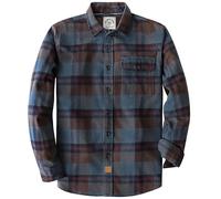 Dubinik® 6 oz Camicia Flanella Uomo Camicia Uomo Flanella Leggera Cotone Comode Casual Invernale Camicia A Quadri Uomo Blu Scuro e Marrone L Tall