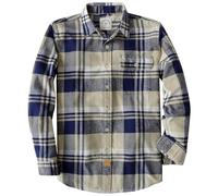 Dubinik® 6 oz Camicia Flanella Uomo Camicia Uomo Flanella Leggera Cotone Comode Casual Invernale Camicia A Quadri Uomo Beige e Navy L