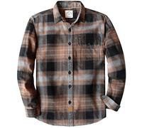 Dubinik® 6 oz Camicia Flanella Uomo Camicia Uomo Flanella Leggera Cotone Comode Casual Invernale Camicia A Quadri Uomo Marrone e Nero 3XL