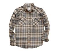 Dubinik® 6 oz Camicia Flanella Uomo Invernale Camicia Uomo Flanella Cotone Western Cowboy con Bottone Automatico Quadri Navy Khaki L