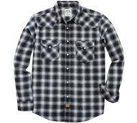 Dubinik® 6 oz Camicia Flanella Uomo Invernale Camicia Uomo Flanella Cotone Western Cowboy con Bottone Automatico Quadri Ombre Nere L