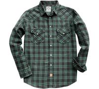 Dubinik® 6 oz Camicia Flanella Uomo Invernale Camicia Uomo Flanella Cotone Western Cowboy con Bottone Automatico Quadri Verde Nero L