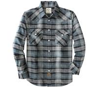 Dubinik® 6 oz Camicia Flanella Uomo Invernale Camicia Uomo Flanella Cotone Western Cowboy con Bottone Automatico Quadri Ciano Grigio Chiaro L