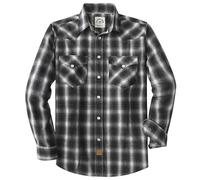 Dubinik® 6 oz Camicia Flanella Uomo Invernale Camicia Uomo Flanella Cotone Western Cowboy con Bottone Automatico Quadri Ombre Nere L