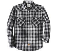 Dubinik® 6 oz Camicia Flanella Uomo Invernale Camicia Uomo Flanella Cotone Western Cowboy con Bottone Automatico Quadri Nero Bianco L