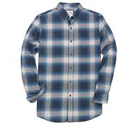 Dubinik® 6 oz Camicia Flanella Uomo Quadri Button Down Leggera Camicia Cotone Casual Regular Fit Ombre Blu L