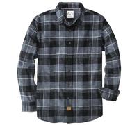 Dubinik® 6 oz Camicia Uomo Flanella 100% Cotone Quadri Invernale Leggera con Taschino Morbida Comoda Nero Grigio L