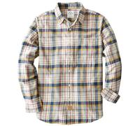Dubinik® 6 oz Camicia Uomo Flanella 100% Cotone Quadri Invernale Leggera con Taschino Morbida Comoda Navy Kaki Chiaro L