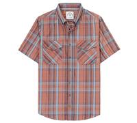 Dubinik® Camicia bambù Camicia Uomo Maniche Corte Regular Fit Casual Quadri Taschino Traspirante Camicia Maniche Corte Uomo Rosso Corallo L