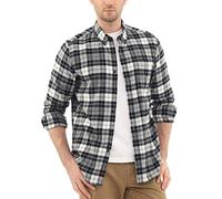 Dubinik - Camicia casual in flanella a maniche lunghe in cotone, vestibilità regolare - grigio - M