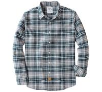 Dubinik® Camicia di flanella da uomo, 100% cotone, manica lunga, tessuto a quadri morbido e casual, button down, L