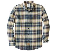 Dubinik® Camicia di flanella da uomo, 100% cotone, manica lunga, tessuto a quadri morbido e casual, button down, Beige e blu., XX-Large