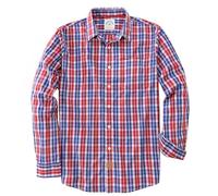 Dubinik® Camicia Quadri Uomo Casual Leggero Botton Down Regular Fit con Taschini Azzurra Rossa 052 XL