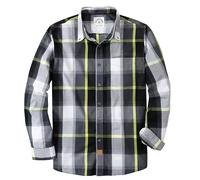 Dubinik® Camicia Quadri Uomo Casual Leggero Botton Down Regular Fit con Taschini Nero Giallo 052 L