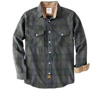 Dubinik® Camicia Uomo Flanella Camicia Pile Cotone Western Cowboy Bottone di Perla Manica Lunga Pesante Quadri Vintage