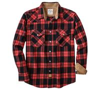 Dubinik® Camicia Uomo Flanella Camicia Pile Cotone Western Cowboy Bottone di Perla Manica Lunga Pesante Quadri Vintage