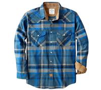 Dubinik® Camicia Uomo Flanella Camicia Pile Cotone Western Cowboy Bottone di Perla Manica Lunga Pesante Quadri Vintage