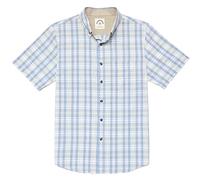 Dubinik® Camicia Uomo Manica Corta Casual con Bottoni Camicia Maniche Corte Uomo 100% Cotone Regular Fit A Ombre Ciano Gradi L