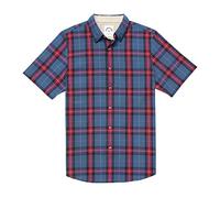 Dubinik® Camicia Uomo Manica Corta Casual con Bottoni Camicia Maniche Corte Uomo 100% Cotone Regular Fit A Rosso Oceano L