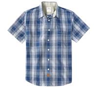 Dubinik® Camicia Uomo Manica Corta Casual con Bottoni Camicia Maniche Corte Uomo 100% Cotone Regular Fit A Bianco Indaco XL