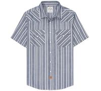 Dubinik®Camicia Uomo Manica Corta Fibra di bambù Casual Quadretti Comoda Bottoni Automatici Cowboy Western Vintage Camicia Strisce Blu E Bianche 3XL