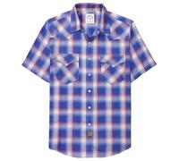 Dubinik®Camicia Uomo Manica Corta Fibra di bambù Casual Quadretti Comoda Bottoni Automatici Cowboy Western Vintage Camicia Blu Bianche Rosse M