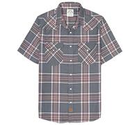 Dubinik®Camicia Uomo Manica Corta Fibra di bambù Casual Quadretti Comoda Bottoni Automatici Cowboy Western Vintage Camicia Grigio Rosse XL