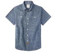 Dubinik® Camicia Uomo Maniche Corte in Chambray Cotone Leggero vestibilità Regular Due Tasche Stile Urban Casual Cowboy Blue S