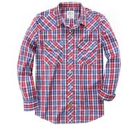 Dubinik® Camicia Uomo Quadri Bottoni Vintage Casual Camicia con Bottoni Automatici Western Camicia Cowboy Uomo Regular Fit