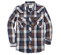 Dubinik® Camicia Uomo Quadri Bottoni Vintage Casual Camicia con Bottoni Automatici Western Camicia Cowboy Uomo Regular Fit