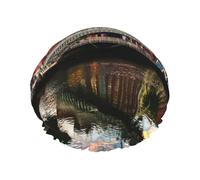 Dublin Irlanda Ha Penny Bridge River Print Shower Essentials Cofano per donne, grande cuffia lavabile con fascia elastica da bagno