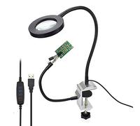 DUBOM Lente d'Ingrandimento da Tavolo a Mani libere LED 3X Lente d'Ingrandimento Morsa da banco Morsetto da Tavolo Saldatura Stazione di Saldatura per Mano d'aiuto USB 5 Pezzi Bracci Flessibili