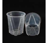 DuBom Vasi per piante in plastica, per orchidee, con fori, in plastica trasparente, scanalato, per tutte le piante da appartamento, confezione da 5 (10 cm)