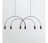 DUBOXX Moderna lampada a sospensione con linee geometriche nordiche, forma ad arco con altezza regolabile, lampadario in metallo disponibile in nero e oro, perfetto for sala da pranzo, negozio di vest