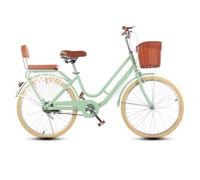 DUBTEDHOU Bicicletta da pendolare urbana, Bicicletta for pendolari for adulti multicolore 24/26 pollici con telaio passante for sedile posteriore e schienale(Green,26inch)