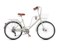 DUBTEDHOU Bicicletta da pendolare urbana, Freni a disco for cestello anteriore for bicicletta da crociera a 7 velocità multicolore 24 pollici 26 pollici(Grey,24inch)