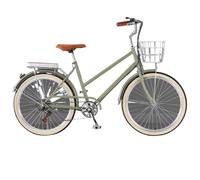 DUBTEDHOU Bicicletta da pendolare urbana, Portapacchi posteriore for bicicletta ibrida da crociera a 6 velocità, multicolore, 22-26 pollici(Green,24inch)