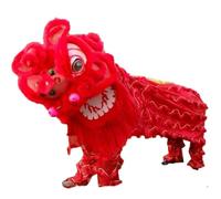 DUBTEDHOU Costume per la danza del leone cinese, Set di spettacoli multicolori for il costume da ballo del leone di Capodanno for adulti(Rosso)