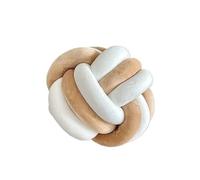 DUBTEDHOU Cuscino annodato tessuto a mano, cuscini decorativ Cuscino a forma di palla annodata in corda a tre fili, tessuto a mano, multicolore, di varie dimensioni(White Camel,28x28x28)