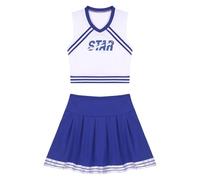 DUBTEDHOU Divisa da cheerleader, Set uniforme da cheerleader da donna, confezione da 2 taglie multiple blu(Blue B,L)