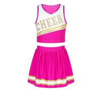DUBTEDHOU Divisa da cheerleader, Uniforme da cheerleader for ragazze Set top corto e gonna multicolore taglie 6-16 2 pezzi(Pink,12)