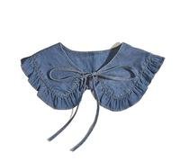 DUBTEDHOU Il Falso Collare, Colletto a Scialle Finto Denim da Donna 2 Pezzi Varianti Blu(Blue)